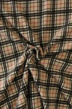 Fleece Print - Red/Black Squares on Beige