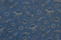 Fleece Print - Space and Planets on Blue