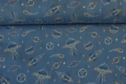 Fleece Print - Space and Planets on Blue