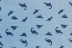 Fleece Print - Tiny Dark Blue Dinosaurs on Blue