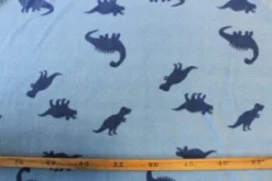 Fleece Print - Tiny Dark Blue Dinosaurs on Blue