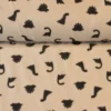 Fleece Print - Tiny Dark Brown Dinosaurs on Beige