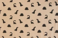 Fleece Print - Tiny Dark Brown Dinosaurs on Beige