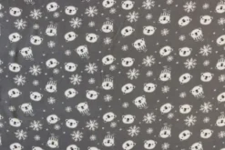 Fleece Print - Winter Bears and Snowflakes in Grey