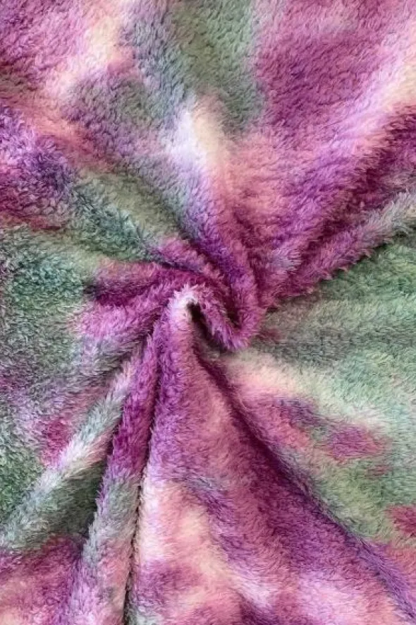 Fluffy Fur Tie Dye - Grey/Pink