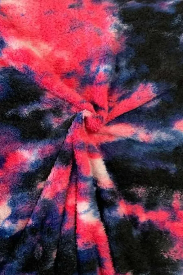 Fluffy Fur Tie Dye - Pink/Black/Blue