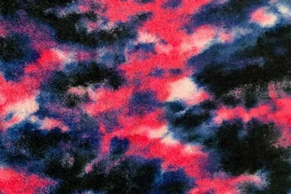 Fluffy Fur Tie Dye - Pink/Black/Blue