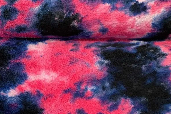 Fluffy Fur Tie Dye - Pink/Black/Blue