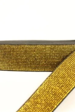Glitter Elastiek - Goud/Zwart - 25mm