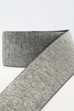 Glitter Elastiek - Zilver/Zwart - 25 mm