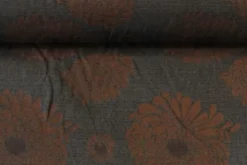 jacquard gobelin - Big Brown Flowers on Steelblue