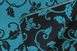 jacquard gobelin - Black Flower Barok on Petrol