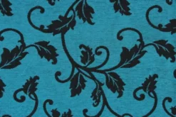 jacquard gobelin - Black Flower Barok on Petrol