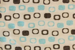 jacquard gobelin - Dark Brown/Blue Circles on Beige
