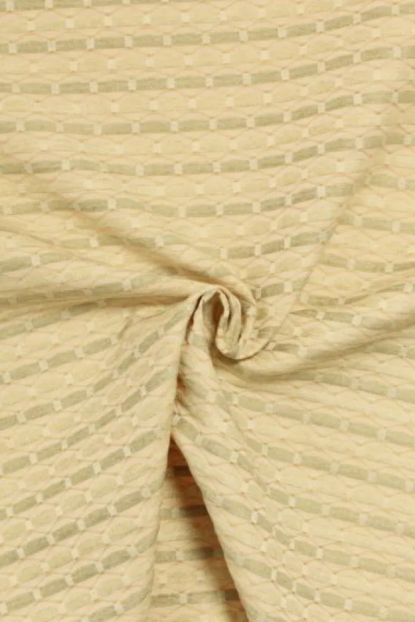 Jacquard Gobelin - Green/Yellow stripes on Creme