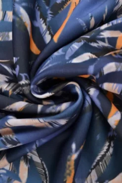 Jogging - Printed Palm Leaves on Dark Blue