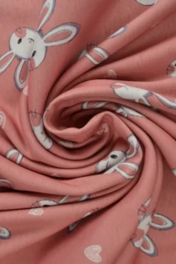 Jogging - White Bunny and Hearts on Old Pink