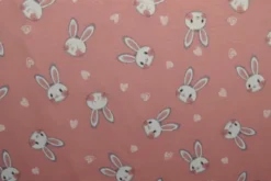Jogging - White Bunny and Hearts on Old Pink
