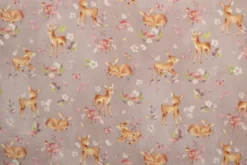 Katoen - Baby Deer in Nature on Taupe/Grey