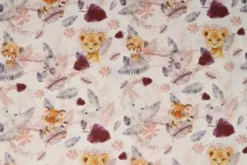 Katoen - Baby Safari Animals White/Bordeaux/Pink