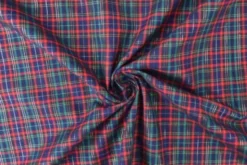 Katoen - Blauwe Ruit met zilver lurex