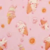 Katoen - Bunnies and Ice Cream on Pink