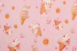 Katoen - Bunnies and Ice Cream on Pink