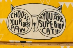 Katoen Canvas - Big Cat Faces on Yellow