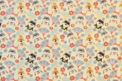 Katoen Canvas - Dogs in Japan Gold Touche on Vanilla