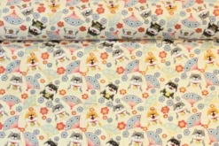 Katoen Canvas - Dogs in Japan Gold Touche on Vanilla