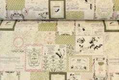 Katoen Canvas - French Green Beauty on Beige