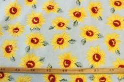 Katoen Canvas - Sunflowers on Light Blue