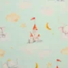 Katoen - Dreamy elephant and Castles on Soft Blue/green