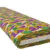 Katoen - Flower Wall Ochre/Purple/Green on White