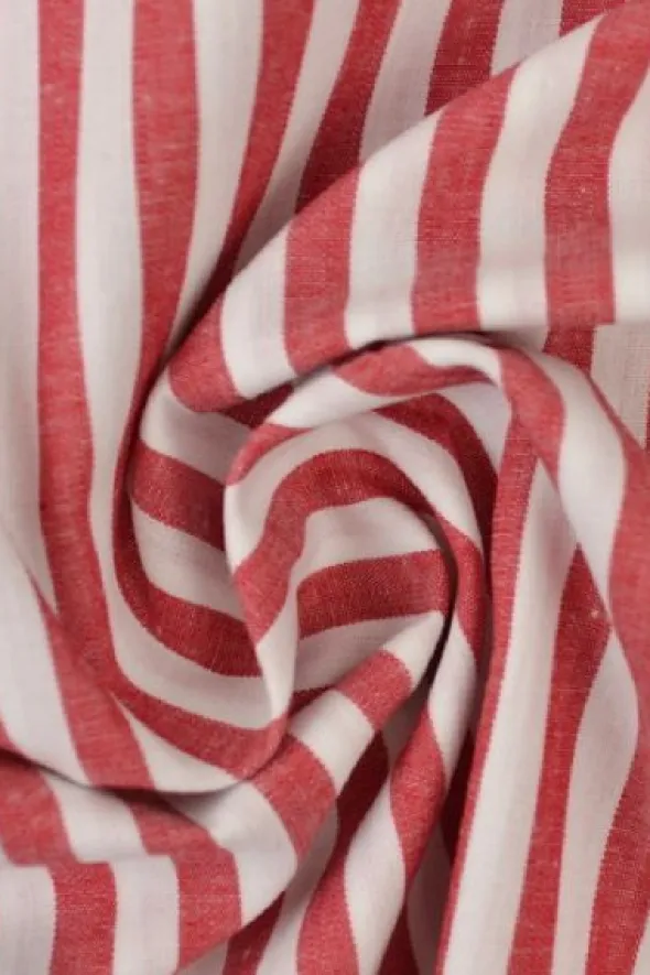 Katoen - Strepen Groot 6.5mm - Rood
