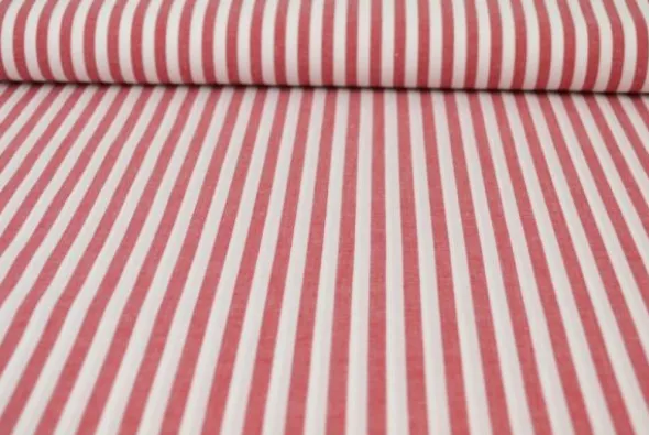 Katoen - Strepen Groot 6.5mm - Rood