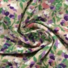 Katoen - Tiny Purple/Pink Pansy Flowers on Beige
