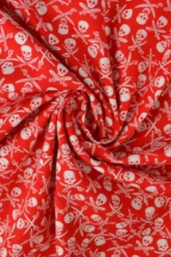 Katoen - Tiny Skulls Red