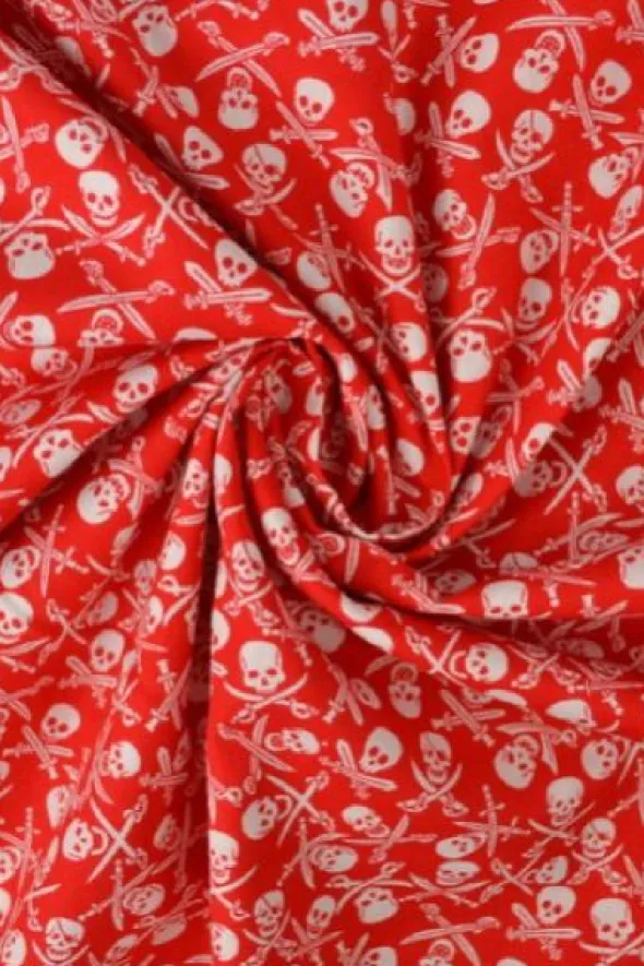 Katoen - Tiny Skulls Red