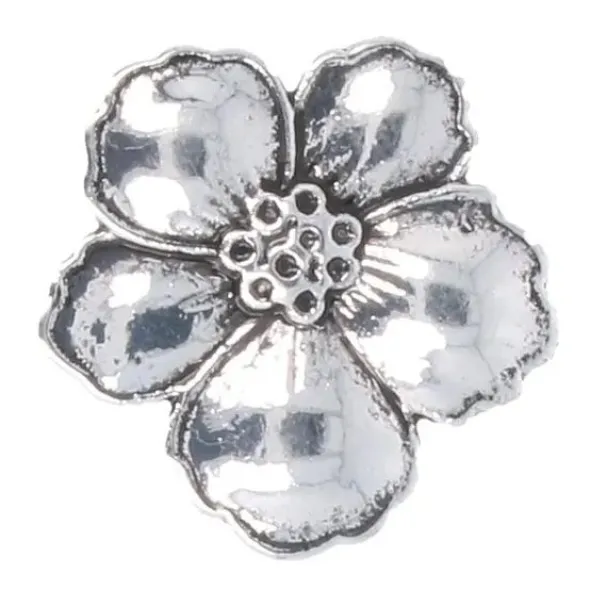 Knoop Milward - bloem antiek zilver 10 stuks - 15mm