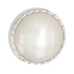Knoop Milward - dot parel met rand zilver 13mm - 6 stuks