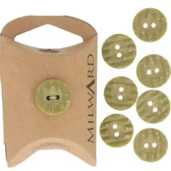 Knoop Milward - 2-gaats ribbels Olijf melange 8 stuks - 15mm
