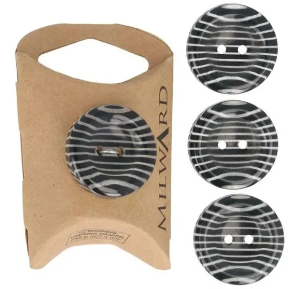 Knoop Milward - 2-gaats zebraprint 25mm - 4 stuks