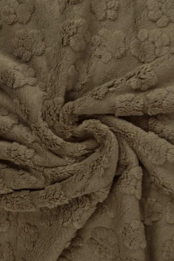 Knuffelfleece - Paw Prints - Dark Taupe