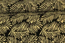Lycra - Champagne Colored Leaves on Black