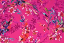 Lycra - Flowers and Leaves on Bright Fuchsia