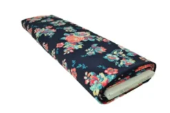 Lycra - Neon Bright Flowers on Dark Blue