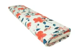 Lycra - Orange and Coral Spring Flowers on White