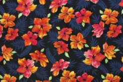 Lycra - Orange/Pink Flowers on Navy