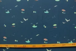 Lycra - Sailboat and Birds on Dark Blue